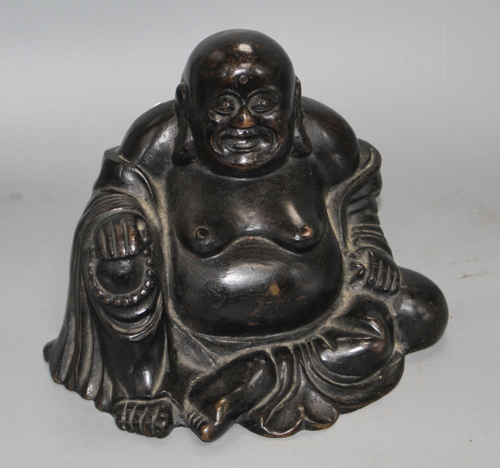 Chinese bronze seated figure of Budai, Qing dynasty, H. 21cm